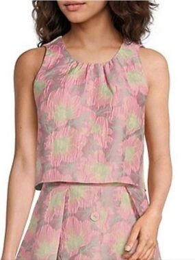 Abbey Glass Pink Paradise Floral Crop Top
